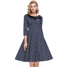 Belle Poque Stock 3/4 Sleeve Vintage 50s Retro Black Polka Dots Party Dress BP000041-3